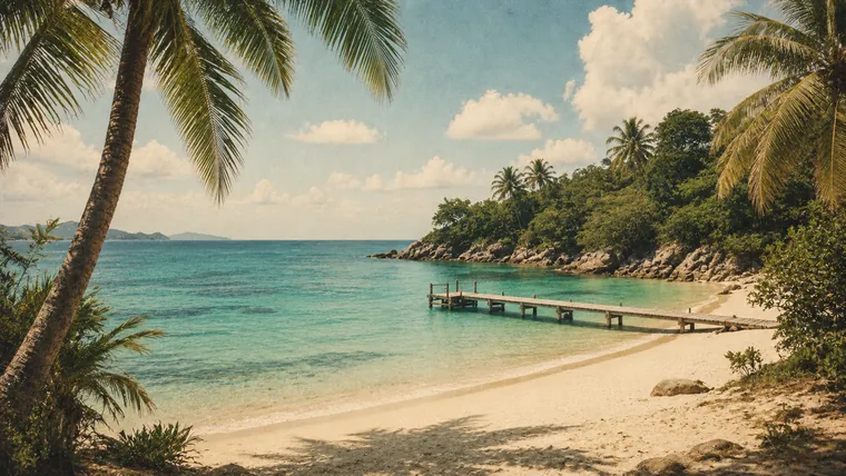 Tropisch strand met palmbomen