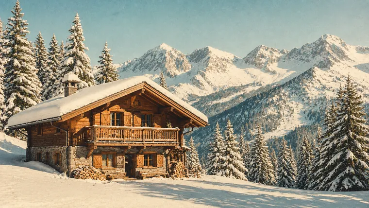 Chalet in de besneeuwde bergen